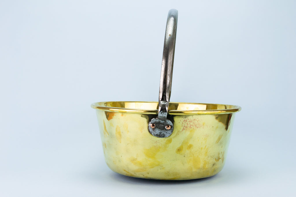 Large Brass Cooking Pan, English Early 1900s