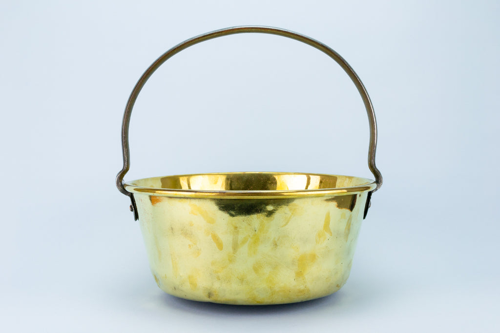 Large Brass Cooking Pan, English Early 1900s