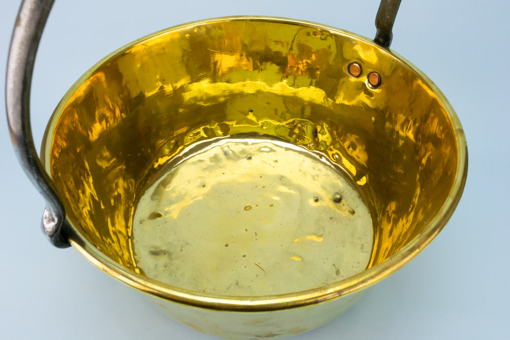 Large Brass Cooking Pan, English Early 1900s