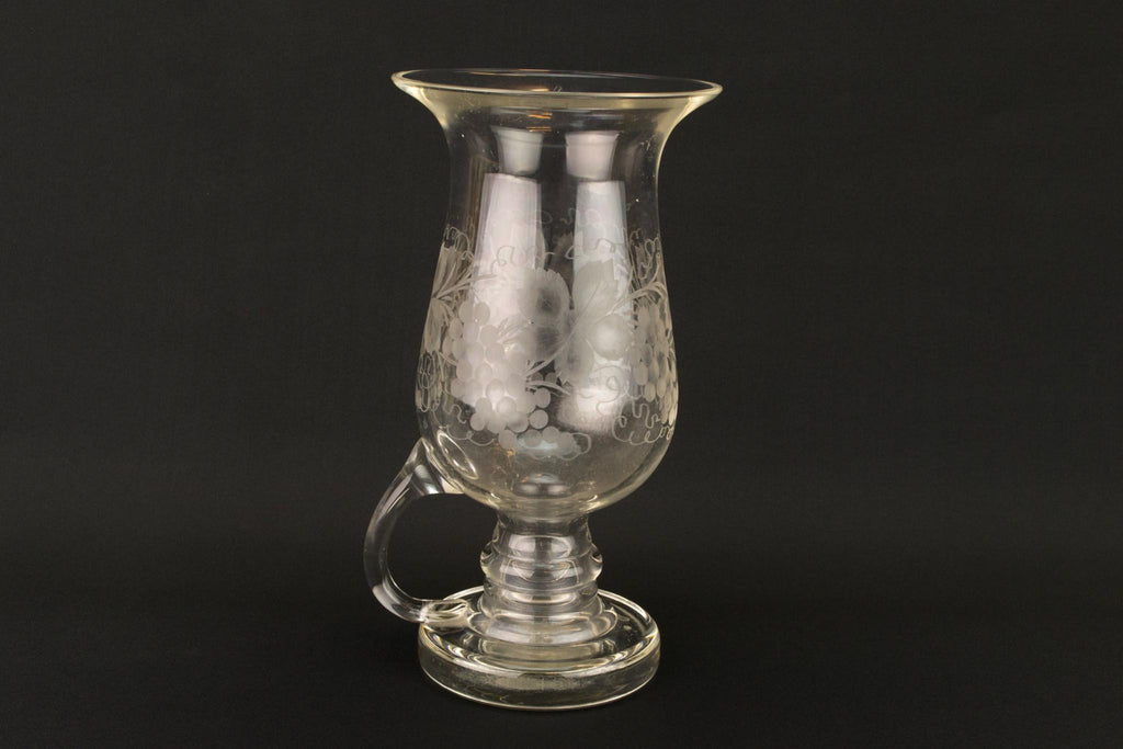 Engraved Glass Victorian Vase, English Late 19th Century