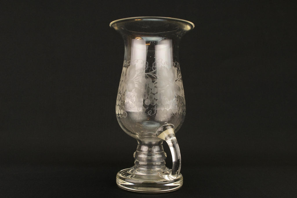 Engraved Glass Victorian Vase, English Late 19th Century