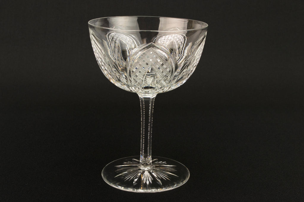 Cut Glass Medium Edwardian Champagne Saucer, English Early 1900s