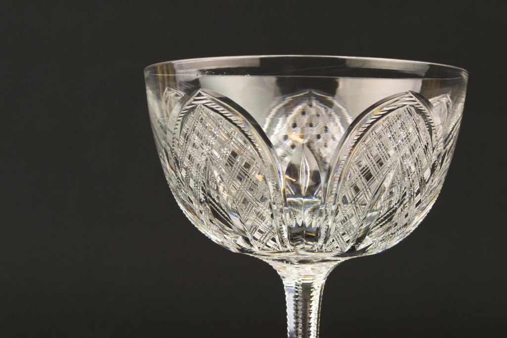 Cut Glass Medium Edwardian Champagne Saucer, English Early 1900s