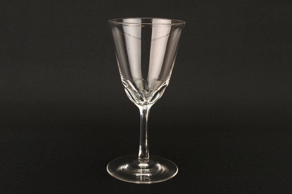 Tall Stem Panel Cut Port Glass, English 1930s