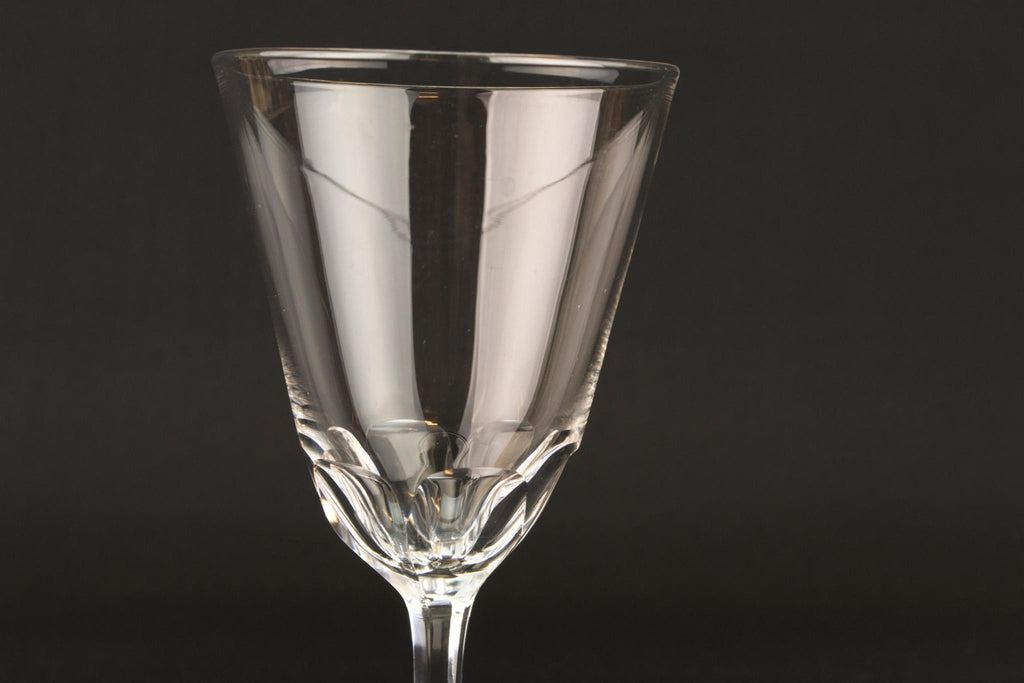 Tall Stem Panel Cut Port Glass, English 1930s