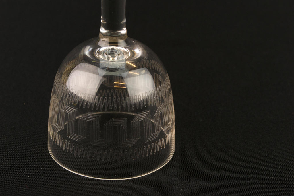 Small Engraved Port or Sherry Glass, English Early 1900s