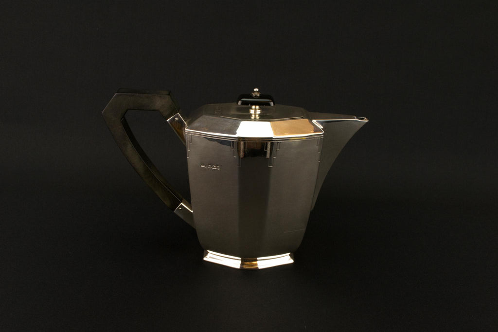 Sterling Silver Art Deco Teapot, English 1937