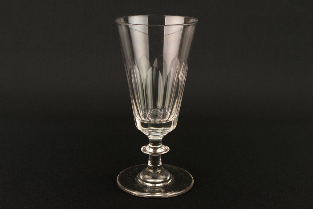 Panel Cut Glass Victorian Champagne Flute, English Mid 19th Century