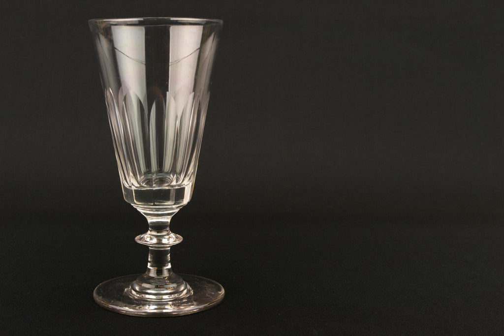 Panel Cut Glass Victorian Champagne Flute, English Mid 19th Century