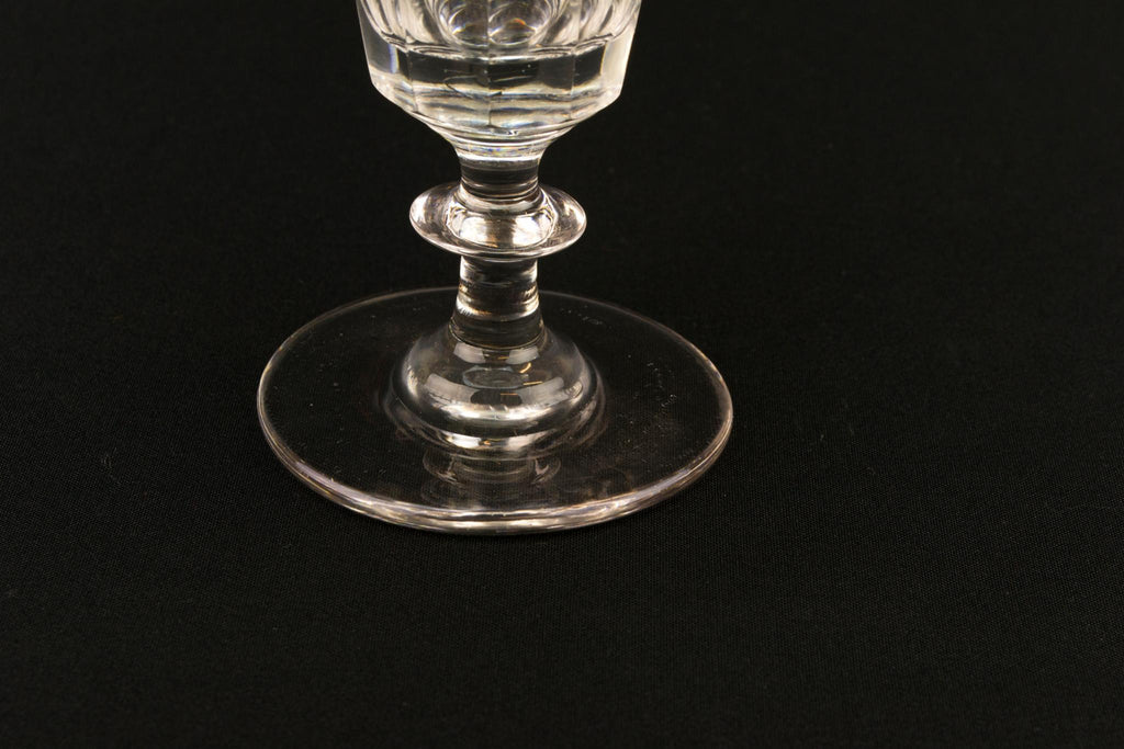 Panel Cut Glass Victorian Champagne Flute, English Mid 19th Century