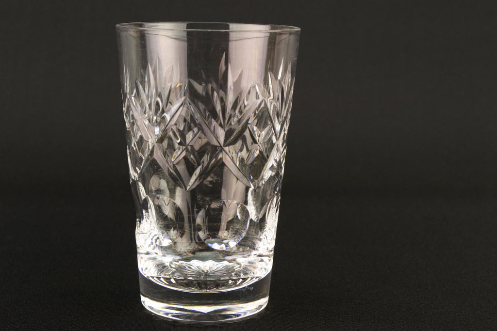 2 Cut Glass Whisky Tumblers, English Mid 20th Century