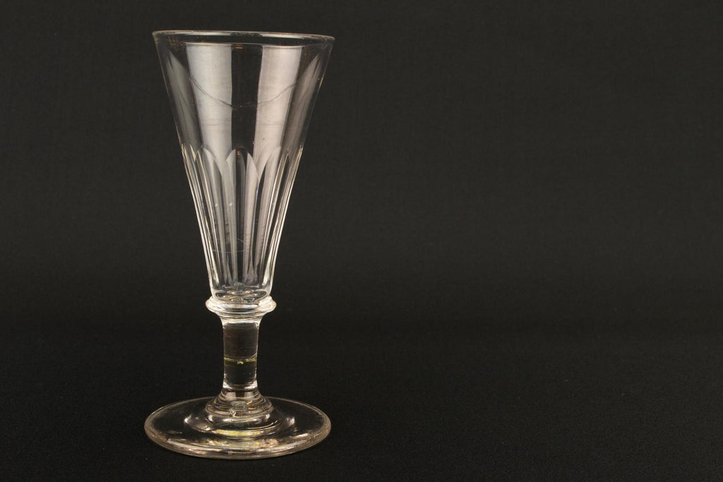 Cut Glass Medium Victorian Champagne Flute, English Mid 19th Century