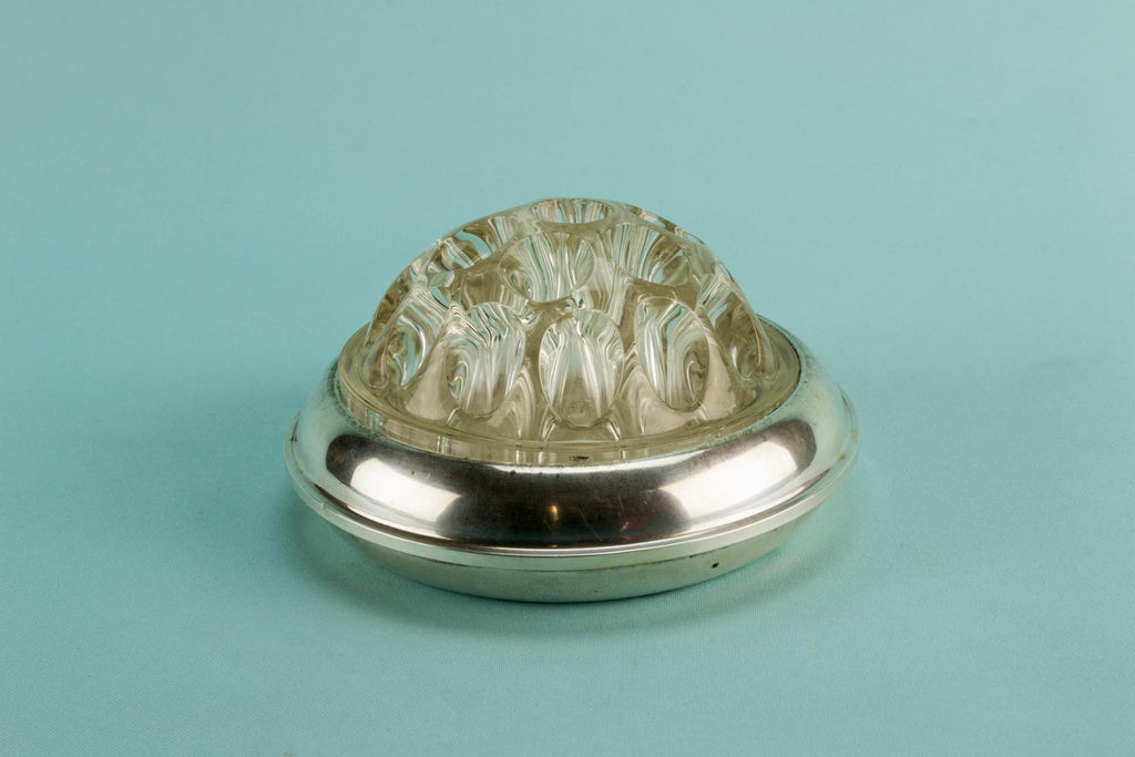Table Flower frog in glass and 800 silver