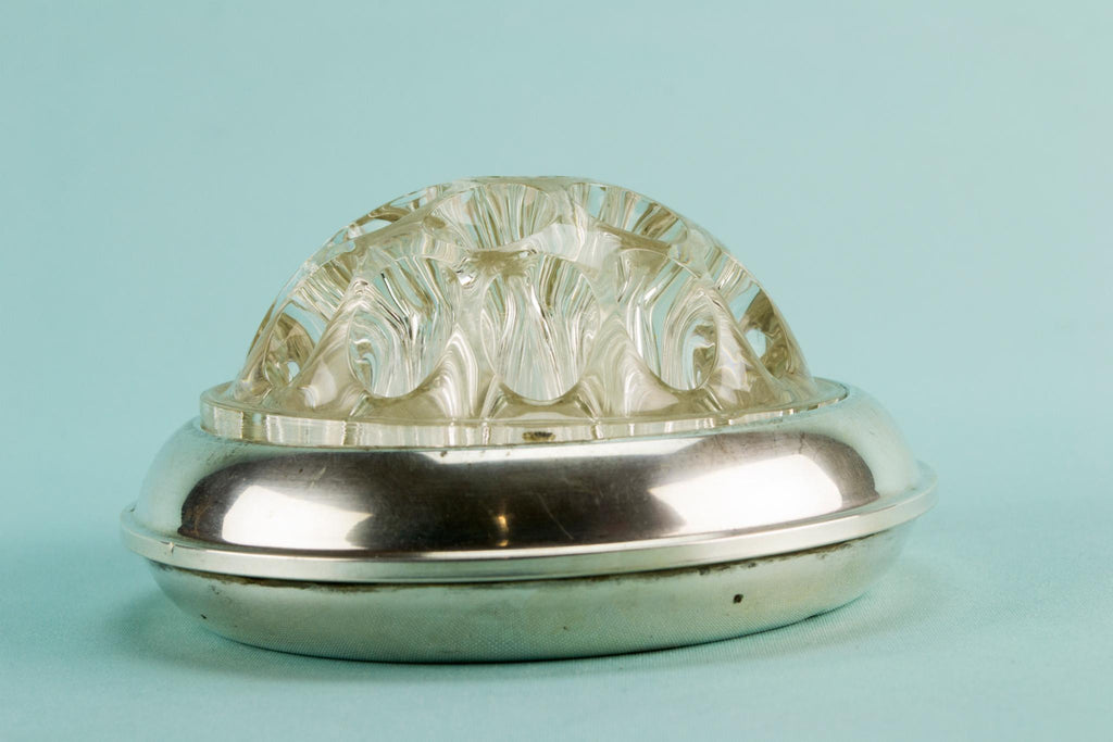 Table Flower frog in glass and 800 silver
