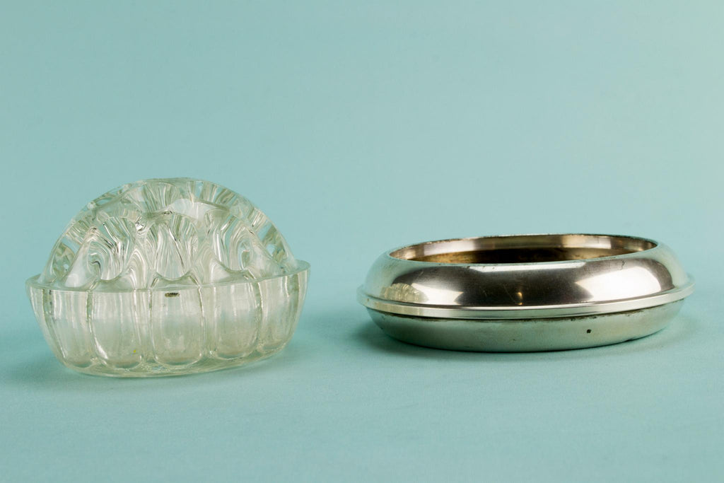 Table Flower frog in glass and 800 silver