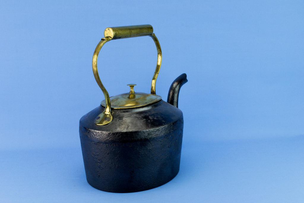 Cast Iron & Brass Kettle, English 19th Century