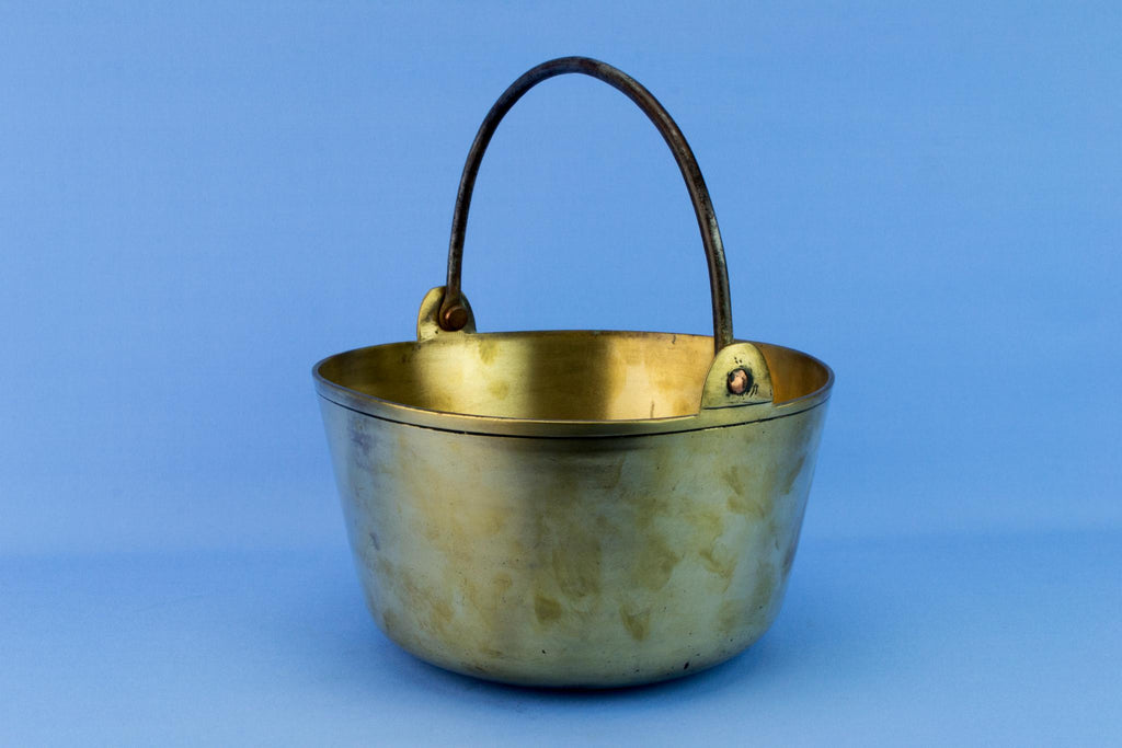 Medium Brass Cooking Pot, English Early 1900s