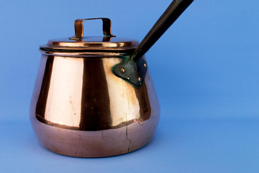 Large Copper Pan and Lid, English Early 1900s