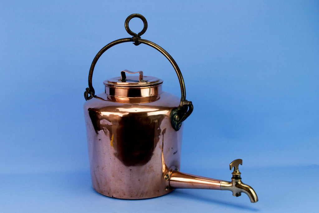 Massive Hot Water Hanging Copper Kettle, English 19th Century