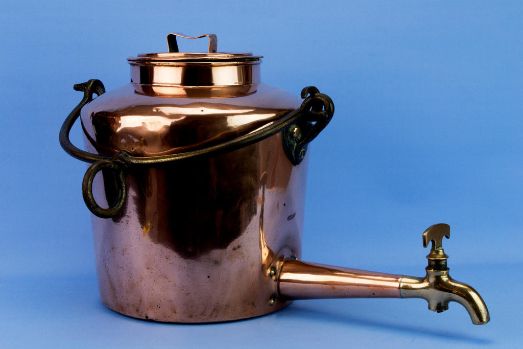 Massive Hot Water Hanging Copper Kettle, English 19th Century