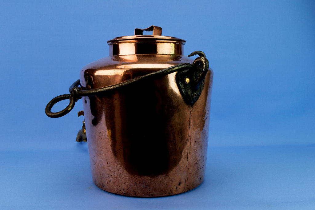 Massive Hot Water Hanging Copper Kettle, English 19th Century