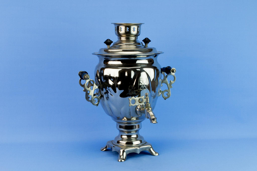 Large Russian Chromed Metal Samovar