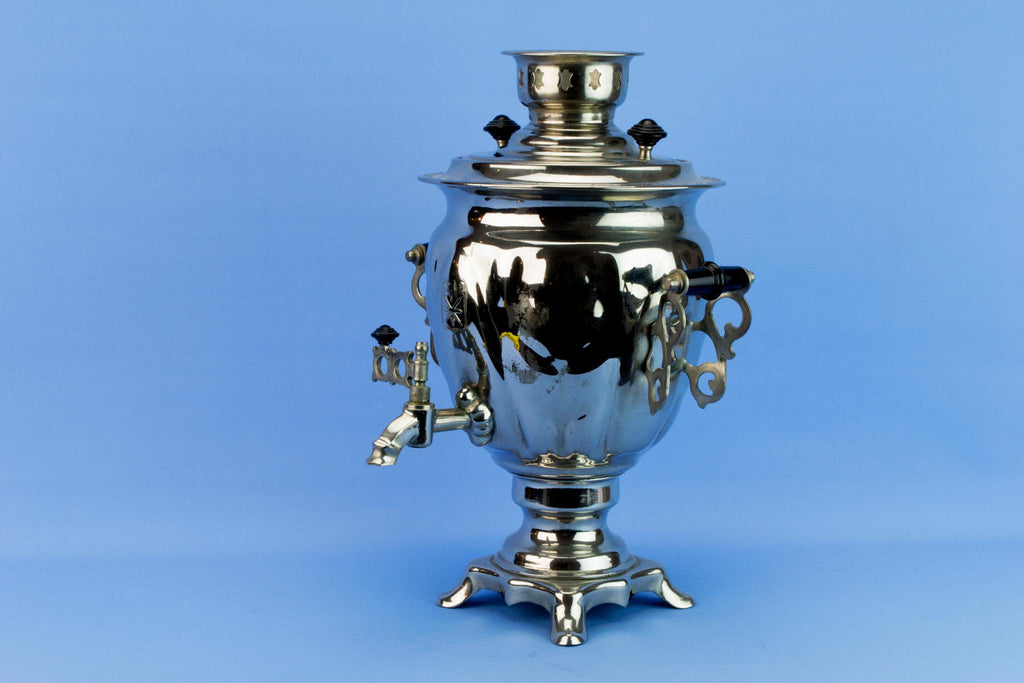 Large Russian Chromed Metal Samovar