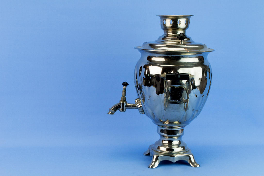 Large Russian Chromed Metal Samovar