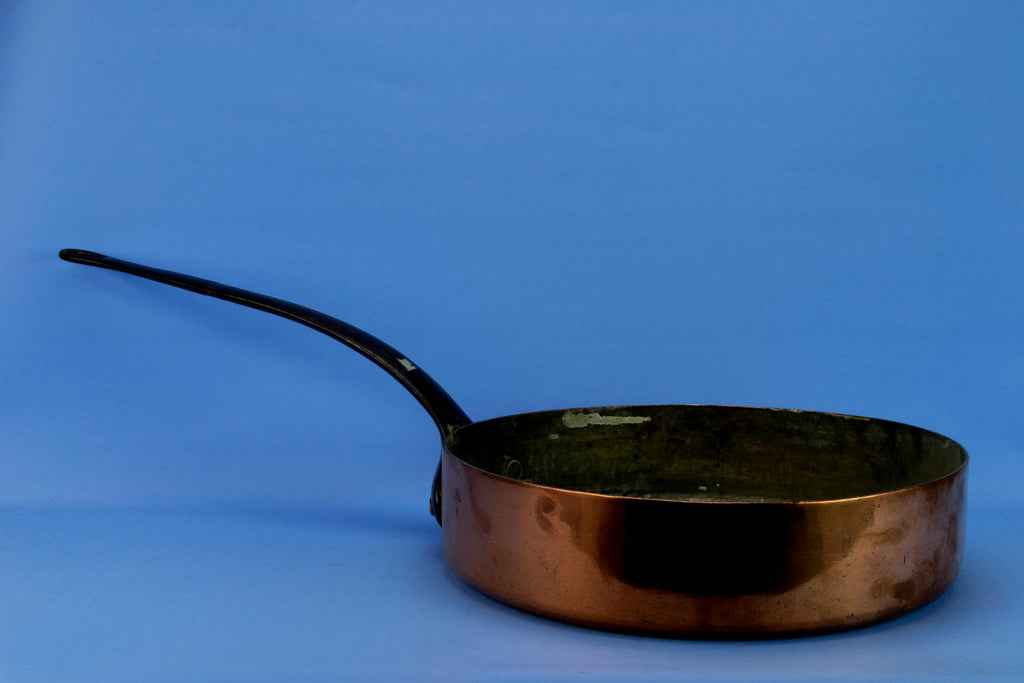 Large Copper Cooking Pan with Iron Handle
