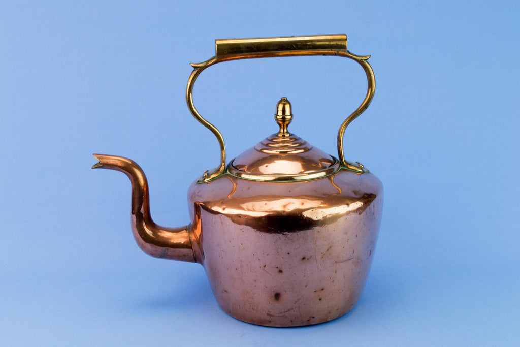 Polished Copper Victorian Kettle, English 1870s