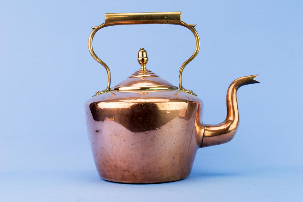 Polished Copper Victorian Kettle, English 1870s