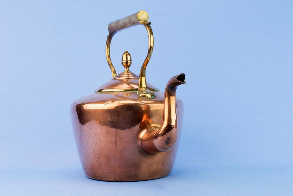 Polished Copper Victorian Kettle, English 1870s
