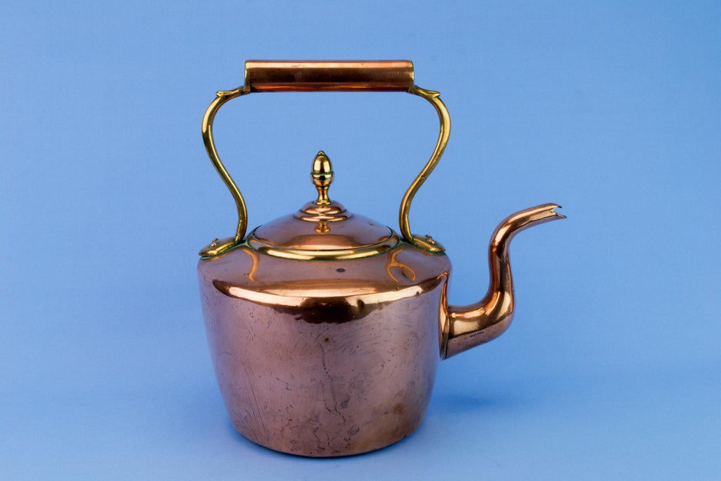 Polished Copper Stove Kettle, English 1870s