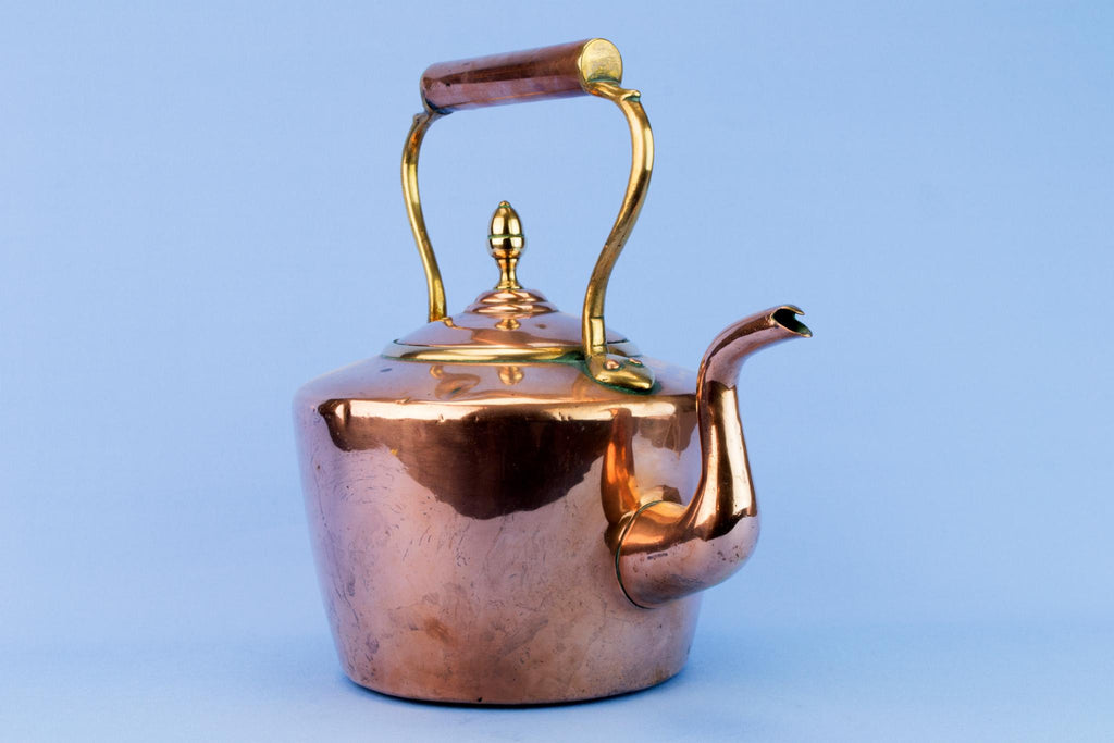 Polished Copper Stove Kettle, English 1870s