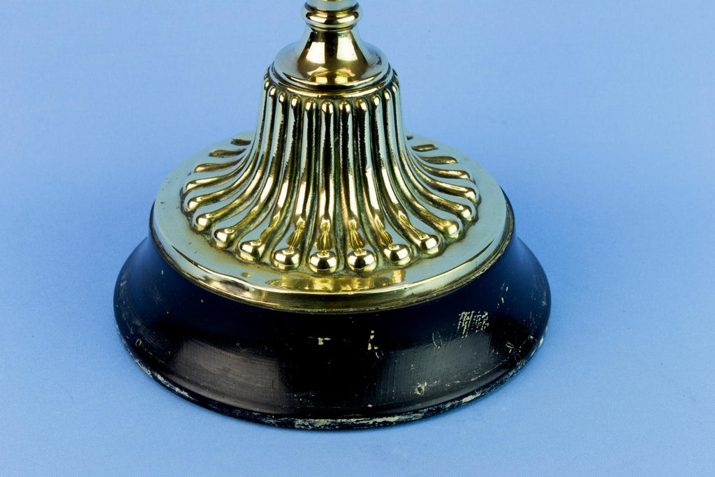 Blue Glass & Brass Victorian Oil Lamp, English Circa 1900