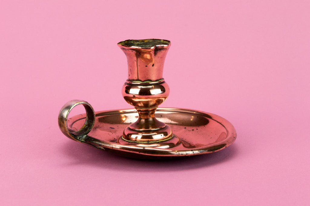 Copper Chamber Candlestick, English Late 19th Century