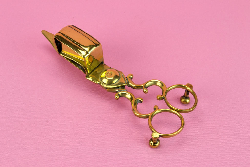 Brass Candle Snuffer on Tray, English 1860s