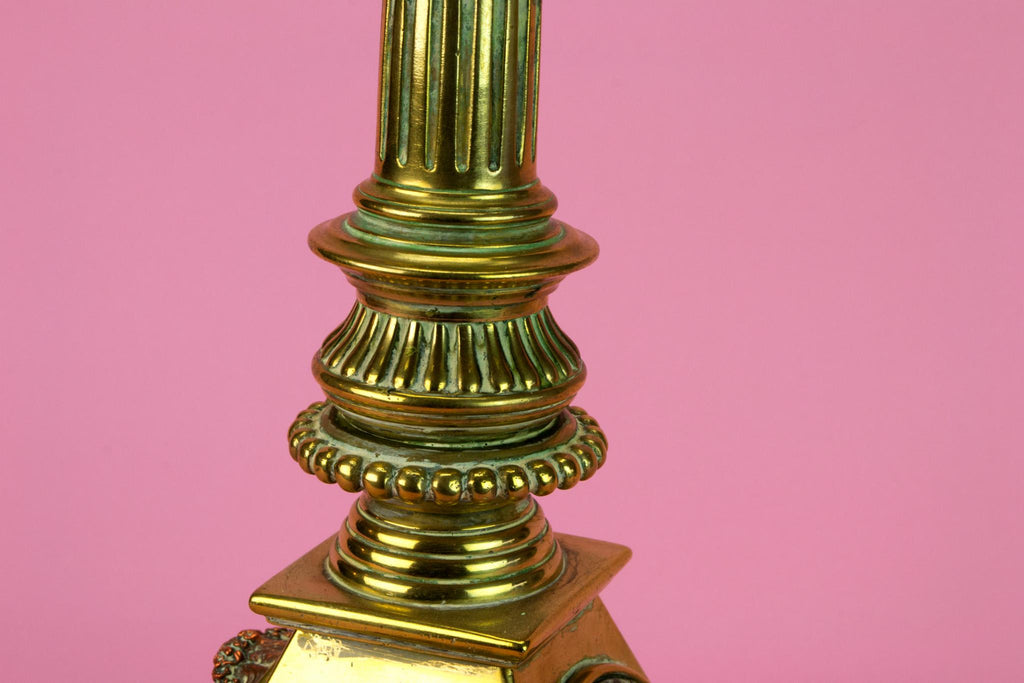 Large Brass & Copper Aesthetic Movement Candelabra, English 1860s