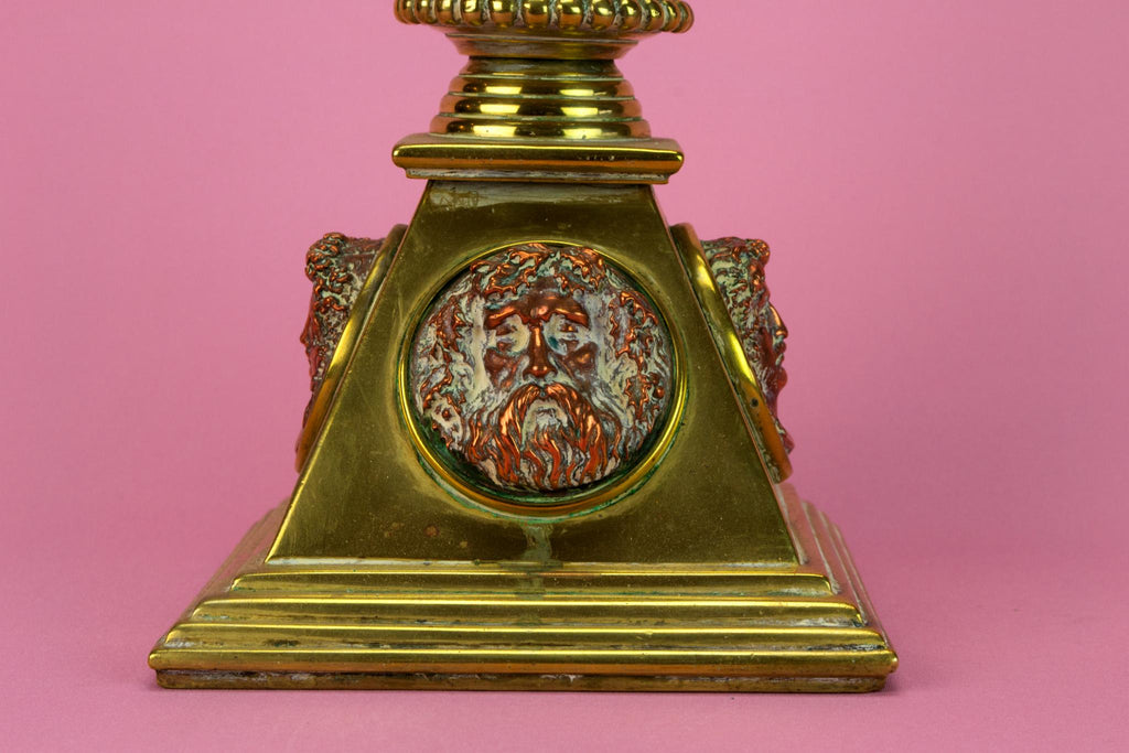 Large Brass & Copper Aesthetic Movement Candelabra, English 1860s