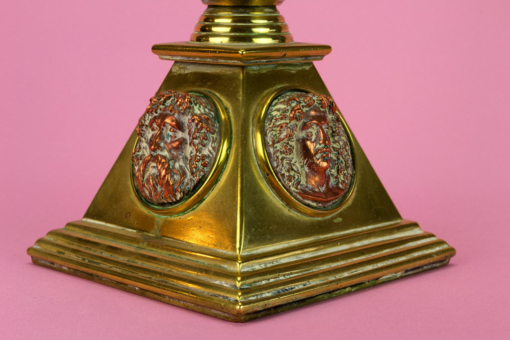 Large Brass & Copper Aesthetic Movement Candelabra, English 1860s