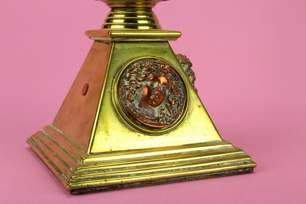 Large Brass & Copper Aesthetic Movement Candelabra, English 1860s