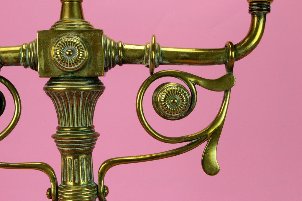 Large Brass & Copper Aesthetic Movement Candelabra, English 1860s