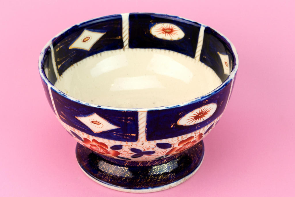 Ceramic Punch Bowl Imari Decoration, English 1860s