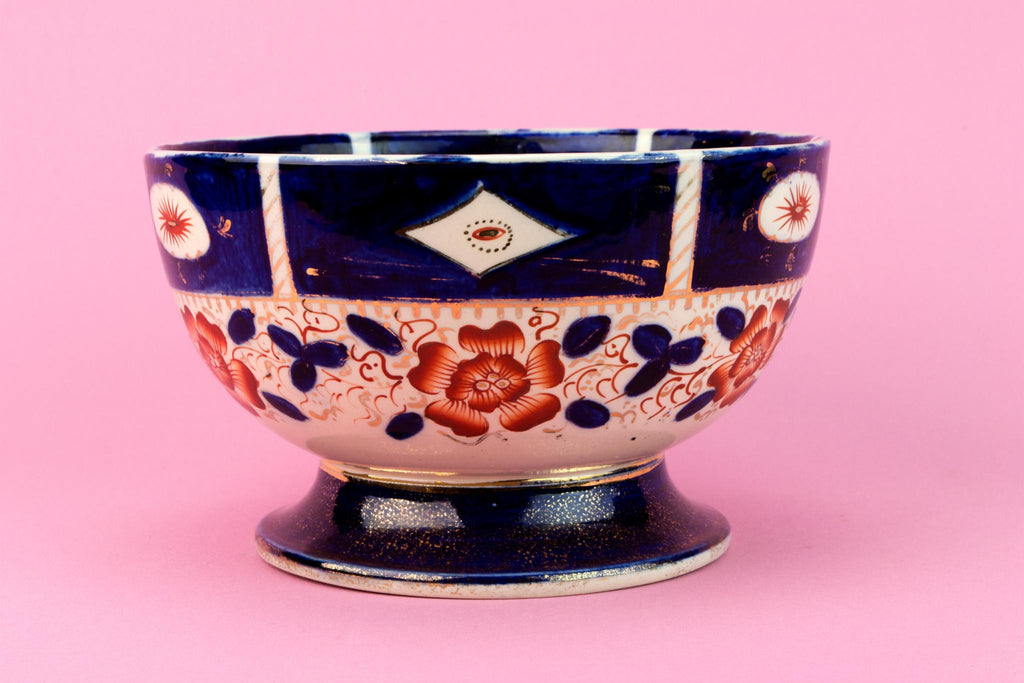 Ceramic Punch Bowl Imari Decoration, English 1860s