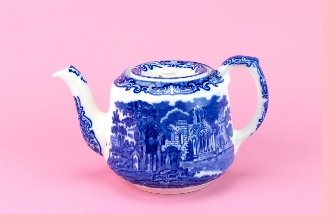 Medium Blue and White Teapot, English Early 1900s
