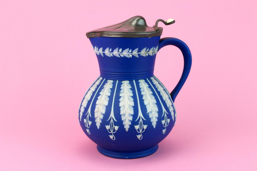 Jasperware Jug with Lid, English Late 19th Century