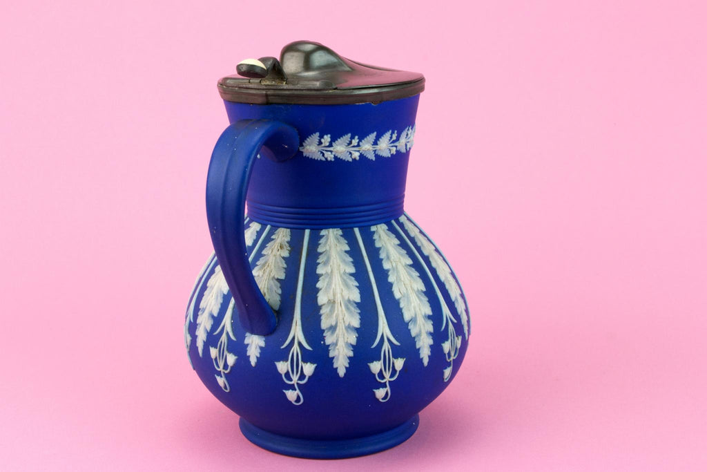 Jasperware Jug with Lid, English Late 19th Century
