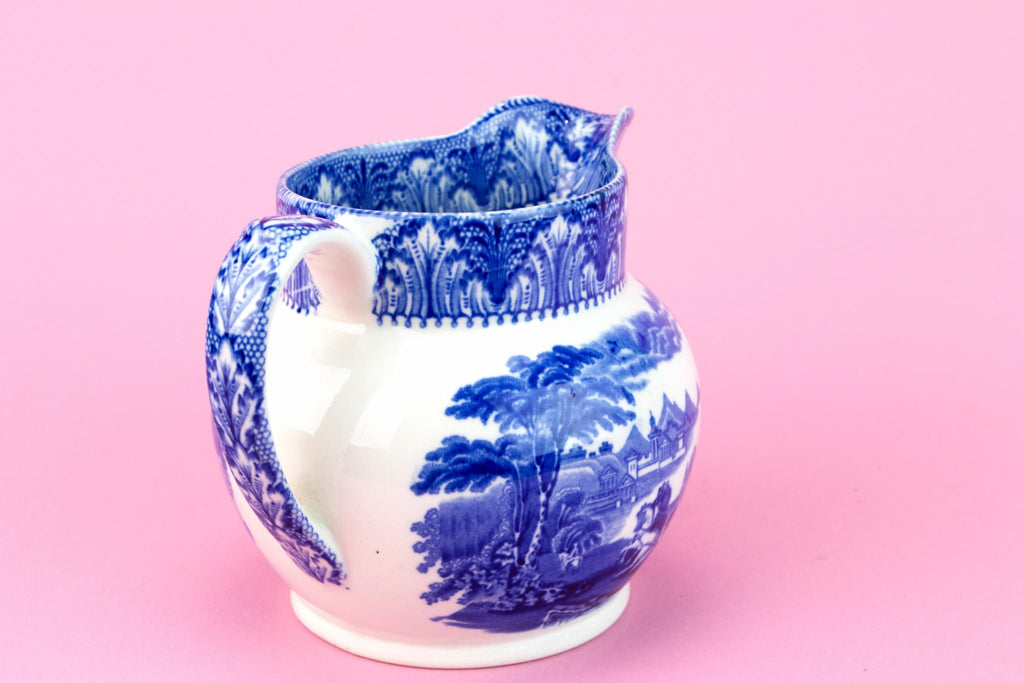 Blue And White Pottery Jug, English 1910s