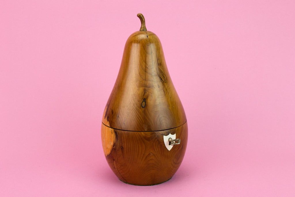 Carved wood pear shaped Tea Box, English 1930s