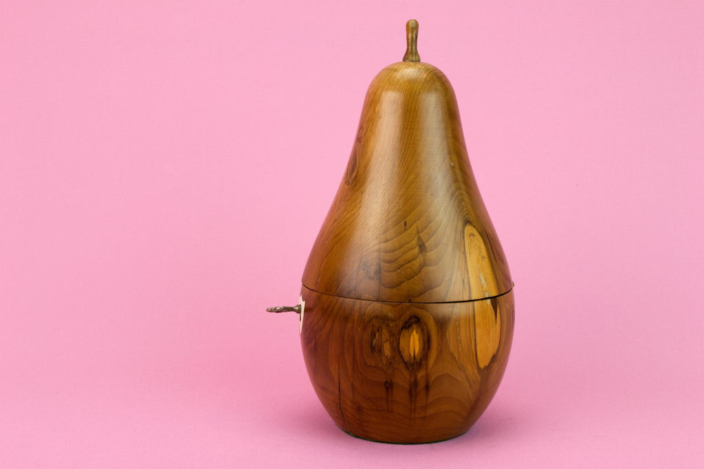 Carved wood pear shaped Tea Box, English 1930s